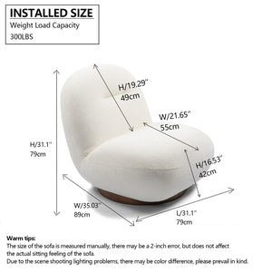 English Elm 2p, Boucle Swivel Accent Chair Armless Cloud Seat Sculptural Minimalist Living Room W2664S00081