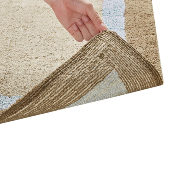 JLA Home Madison Park - Cotton Plush Tufted Bath Rug — Soft, Absorbent Spa-Like Comfort with Machine Washable, Non-Slip Backing Blue MP72-1048