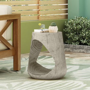 English Elm Christopher Knight Home® - MGO Hollow Side Table with Wood-Grain Texture, Durable Magnesium Oxide Build, Indoor/Outdoor Use Grey N770P212235G