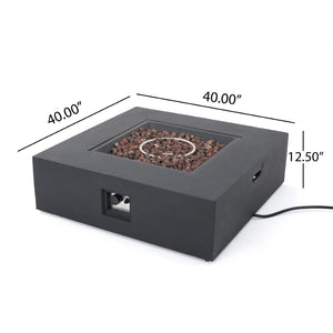 English Elm 50000 Btu Square Mgo Concrete Propane Fire Table for Outdoor Patio Entertaining 59241.00-50K_59243.00