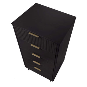 English Elm Granville 5-Drawer Modern Chest In Black With Gold Accents For Stylish Storage & Organization B365S00069