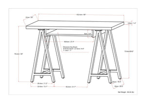 English Elm Sawhorse - Handcrafted Walnut Veneer Desk With Metal Supports For Home Office, Gaming & More B136P159593-GIGA