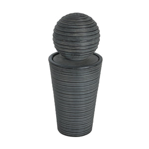 English Elm Christopher Knight Home® - 31.5"H Tall Striped Concrete Column Fountain with LED Light Effects, Weatherproof Accent for Courtyards N765P324550G
