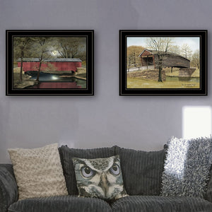 English Elm "bridges Billy Jacobs Two Panel Framed Canvas Art Rustic Pastoral Wall Grouping Set B06787769
