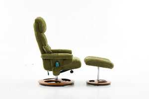 English Elm 069-ergonomic Swivel Recliner with Ottoman Chenille Wingback Massage Lounge Chair Green W527P439689