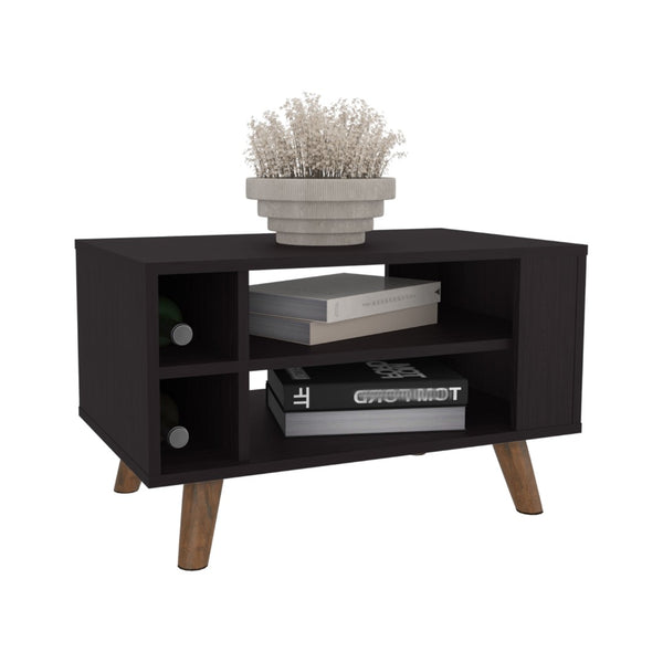 English Elm Shawnee Wengue Finish Rectangular Coffee Table with Open Storage Shelves for Living Rooms B200P460153