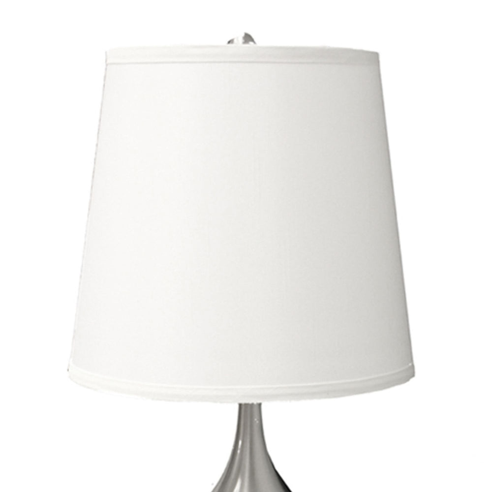 English Elm 24" Tall Metal Touch Table Lamp - Sleek Silver Finish With White Shade For Modern Interiors B072116159