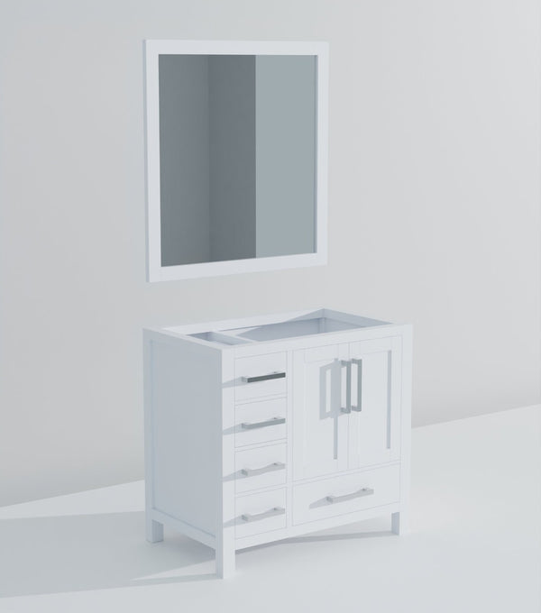 English Elm White Bath Vanity Set With Right Offset Sink, 34" Mirror, And Ample Storage For Modern Bathrooms B2731S00507-GIGA