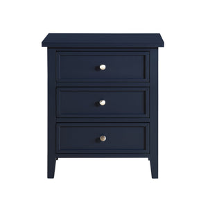 English Elm Luca 3-Drawer Nightstand with Dovetail Drawers and Metal Glides, Tapered Legs, No Assembly Required Dark Blue B050P376949