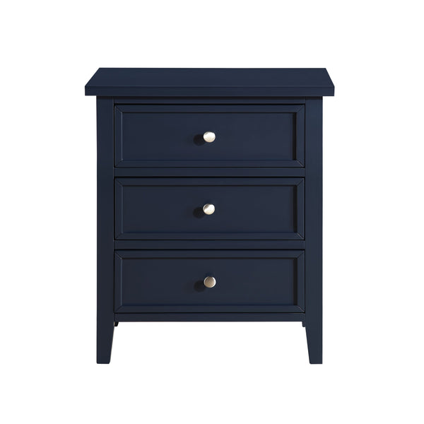 English Elm Luca 3-Drawer Nightstand with Dovetail Drawers and Metal Glides, Tapered Legs, No Assembly Required Dark Blue B050P376949