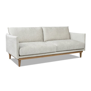English Elm Jennifer Taylor Home - Haven 83" Flange-Arm Oak Sofa in Marled Gray Chenille — Rustic Oak Base, Reversible Cushions, Durable Support B2719P238350