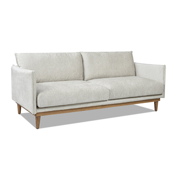 English Elm Jennifer Taylor Home - Haven 83" Flange-Arm Oak Sofa in Marled Gray Chenille — Rustic Oak Base, Reversible Cushions, Durable Support B2719P238350