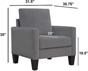 English Elm 1pc Mid-century Modern Accent Chair Microfiber Upholstery Tapered Legs Cozy Seating Gray B011P201583