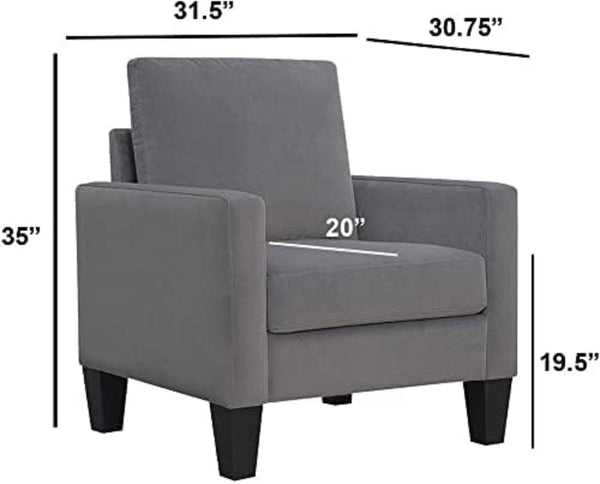 English Elm 1pc Mid-century Modern Accent Chair Microfiber Upholstery Tapered Legs Cozy Seating Gray B011P201583
