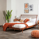 English Elm Walker Edison - Mid-Century Modern Solid Wood Queen Platform Bed Frame With Spindle Headboard - Walnut