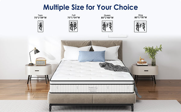 English Elm Full Size Mattress - 10-Inch Hybrid, Medium Firm Support With Individually Pocketed Coils For Comfort W2889P310466