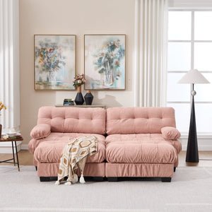 English Elm U Shaped Modular Sectional Sofa Flannelette Cloud Couch Deep Seat Plush Living Room Pink W2120S00028