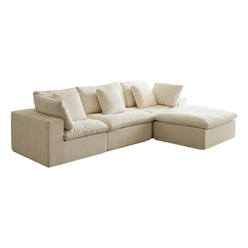 English Elm Cloud Modular Sectional Sofa - Oversized L-Shaped Deep Seat Couch with Sherpa Fabric & Ottoman Comfort Beige+White W3622S00004