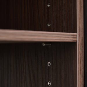 English Elm 32.5''-58.8''W Expandable Rotating Storage Cabinet with Drawer & Flip Doors, Modern Black Walnut Elegance N845P261744D