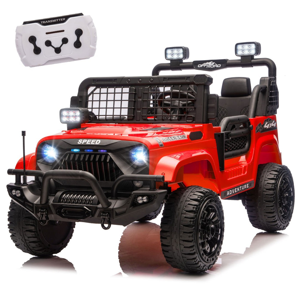 English Elm 24v Two Seater Kids Ride on Truck with Parental Remote and Four Wheel Suspension W1578P375445