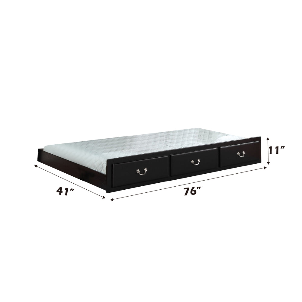 English Elm Bailee Twin Trundle in Black Finish, Faux Drawers, Removable Division Board, KD Synthetic Wood Design B2726P287486