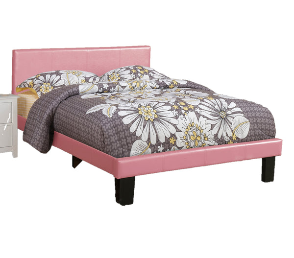 English Elm Simple Modern Faux Leather Upholstered Full Bed with Sturdy Wooden Slats, Streamlined Headboard Design for Comfortable Sleep and Durable Support Espresso,Pink 45 L x 29 W x 4 H B011P396732