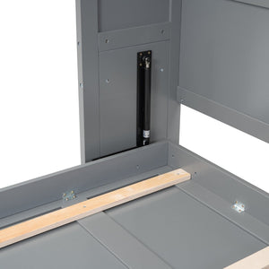 English Elm Queen Murphy Wall Bed with Dual Piston Mechanism Space Saving Mdf Cabinet Frame Gray LP000665AAE-2