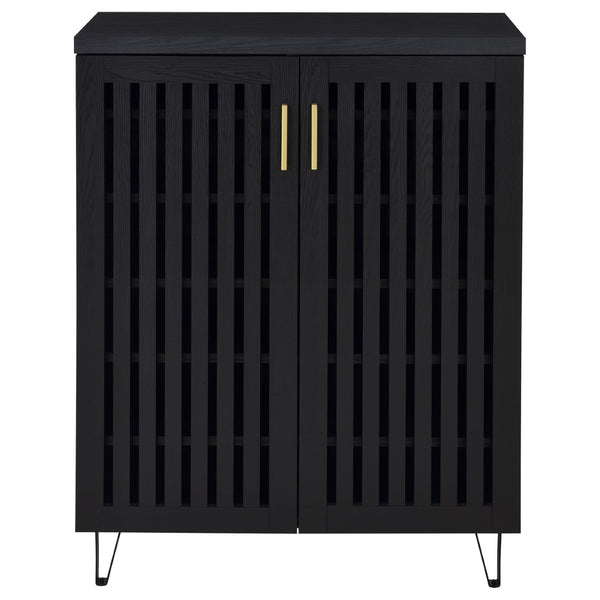English Elm Clackamas Engineered Wood Shoe Cabinet with Hairpin Legs and Matte Gold Hardware Black B062P440404