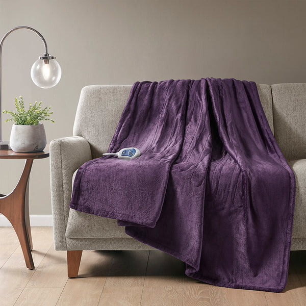 JLA Home Beautyrest - Throw Oversized Heated Throw with Secure Comfort Smart Heat, Low EMF, Ultra-Soft Microlight Plush, 5-Year Warranty BR54-1925
