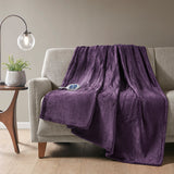 Beautyrest Heated Plush Casual Throw BR54-1925 Purple