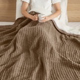 Madison Park Rowan Casual Waffle Knit Chenille Throw MP50-8272 Brown