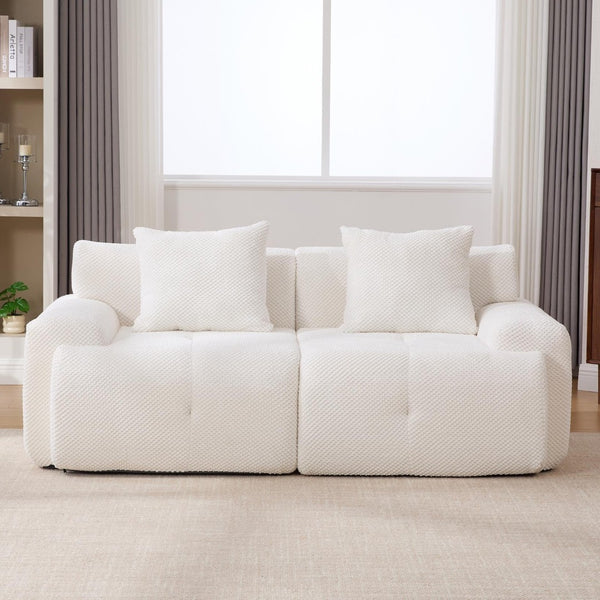 English Elm Loveseat Modular Cloud Floor Sofa Tufted Fuzzy Fabric Couch for Small Apartment Spaces Beige W5385P455461