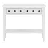 English Elm Trexm Rustic Console Table With Open Shelf, Rubber Wood Legs, Ideal For Entryways, Living Rooms, and Hallways (White)