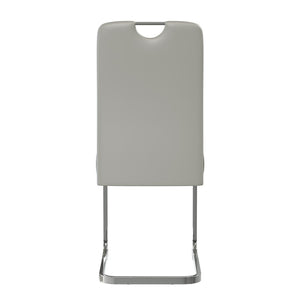 English Elm Set of 4 Gray Pu Leather Dining Chairs with Spring Cushion and Ergonomic Metal Frame W3226P345823