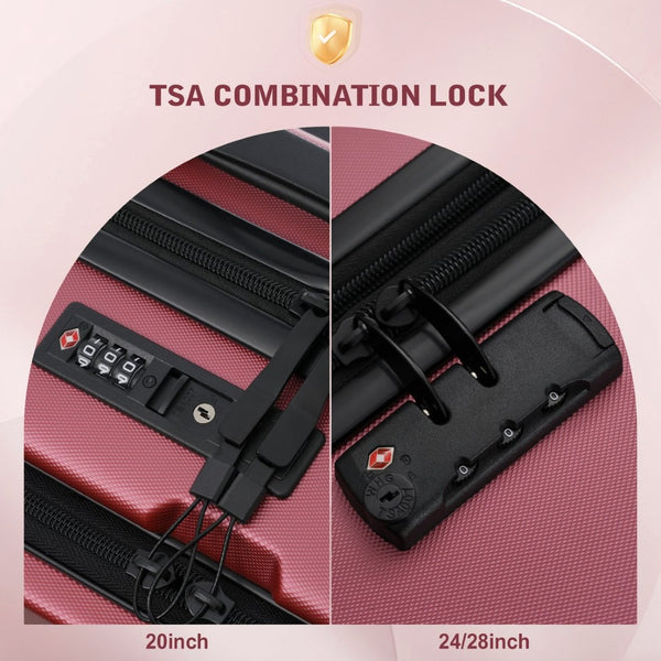 English Elm Luggage 5 Piece Hardside Abs Set with Front Access Carry on and Tsa Spinner Wheels Red N732P391544R
