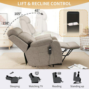 English Elm Power Lift Recliner Chair Velvet Upholstered Senior Assist Motorized Living Room Seat W1028S00061