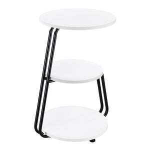 English Elm Dixon 3-Tier Round Accent Side Table in White with Slim Black Legs — Compact, Layered Storage for Small Spaces B062P378399