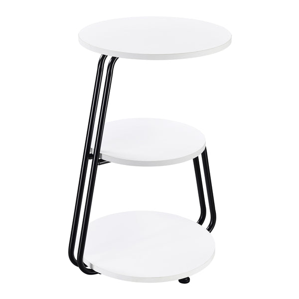 English Elm Dixon 3-Tier Round Accent Side Table in White with Slim Black Legs — Compact, Layered Storage for Small Spaces B062P378399