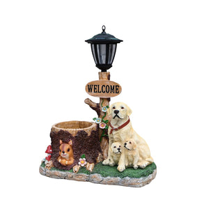 English Elm Labrador Mother and Pup Resin Garden Statue with Integrated Floral Planter Basin W5398P464250