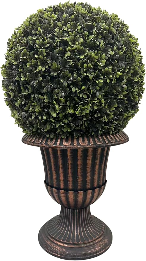 English Elm 24" Ball Topiary with Durable Magnesia Pot | Lifelike Faux Plant for Indoor & Outdoor Décor Bronze W1550P288704