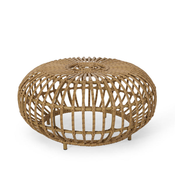 English Elm Christopher Knight Home® - OTTAWA Bohemian Faux Rattan Coffee Table - Handcrafted Weather-Resistant Round Accent Table 30" N770P345264L