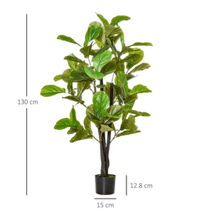 English Elm HOMCOM Realistic 4.5FT Fiddle Leaf Fig Tree in Nursery Pot — Lifelike Faux Indoor Outdoor Décor, UV-Proof Green W2225P249733