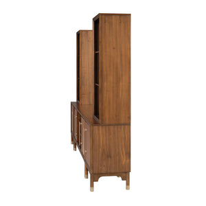 English Elm Mid-Century Hepburne Entertainment Center Walnut Finish LED Piers Gold Legs Adjustable Shelves 79" B2741S00661