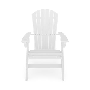 English Elm Adirondack Hdpe Poly Lumber Chair with Cup Holder for Patio Garden Poolside White B195P198765
