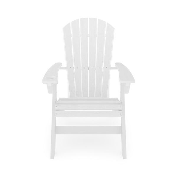 English Elm Adirondack Hdpe Poly Lumber Chair with Cup Holder for Patio Garden Poolside White B195P198765