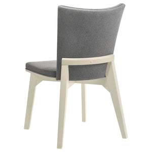 English Elm Grey Upholstered Dining Chair Set of 2 - Plush Gray Fabric, Distressed White Angular Base, Modern Comfort B011P298241