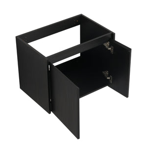 English Elm 24 Inch Bathroom Cabinet Resin Sink Vanity with Soft-Close Doors, Beveled Handle, Water-Resistant Finish Black Chestnut W999P228747