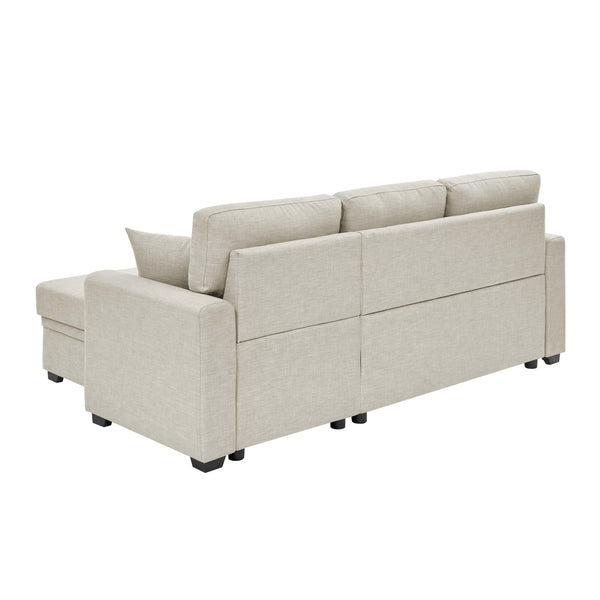 English Elm 84'' Upholstered Sleeper Sofa with Removable Chaise, Hidden Storage, Modern Comfort for Living Rooms Beige B343S00030