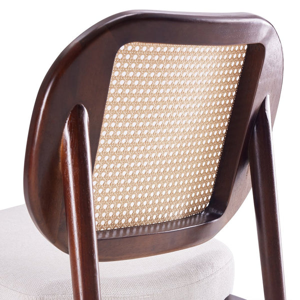 English Elm Rattan Mid-Century Accent Chair with Handcrafted Rattan Back, Solid Wood Frame, Comfortable Velvet Seat Beige T3623P409097
