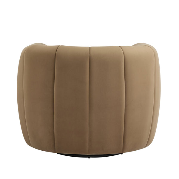 English Elm Christopher Knight Home® - Swivel Velvet Club Chair with Semi-Circular Tub Back, 360° Rotation, Plush Iron Frame Comfort Camel 37.8 L x 33.46 W x 27.17 H N776P264952B